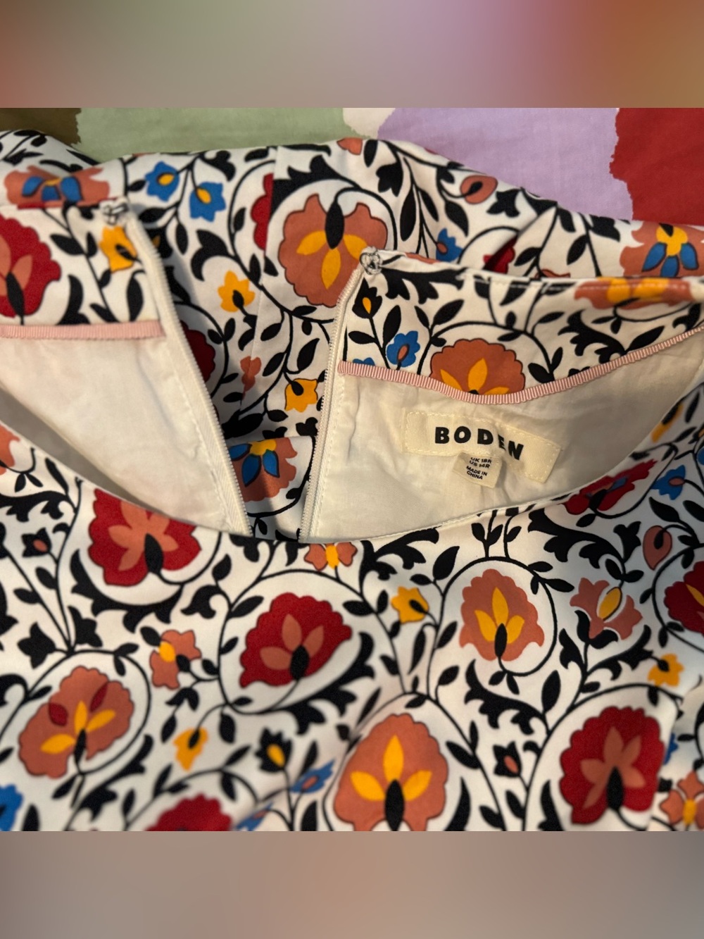 Boden cotton mini shirt dress; Enchanted Blooms; US Size 14R, Like New - Picture 3 of 9